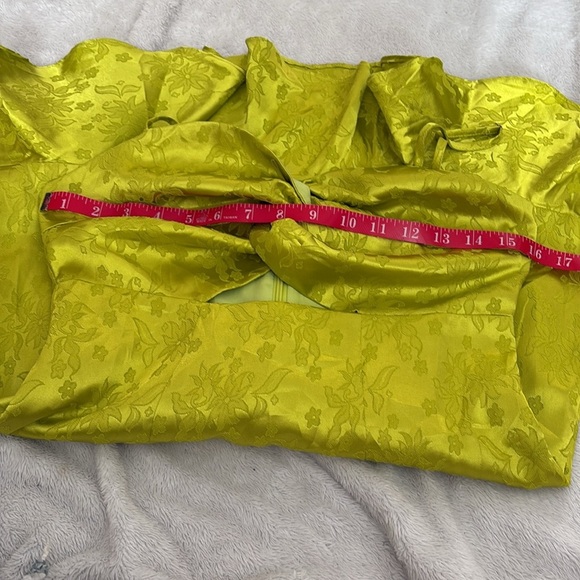Put Me In a Trance Lime Green Satin Jacquard Cutout Mini Dress - Picture 8 of 13